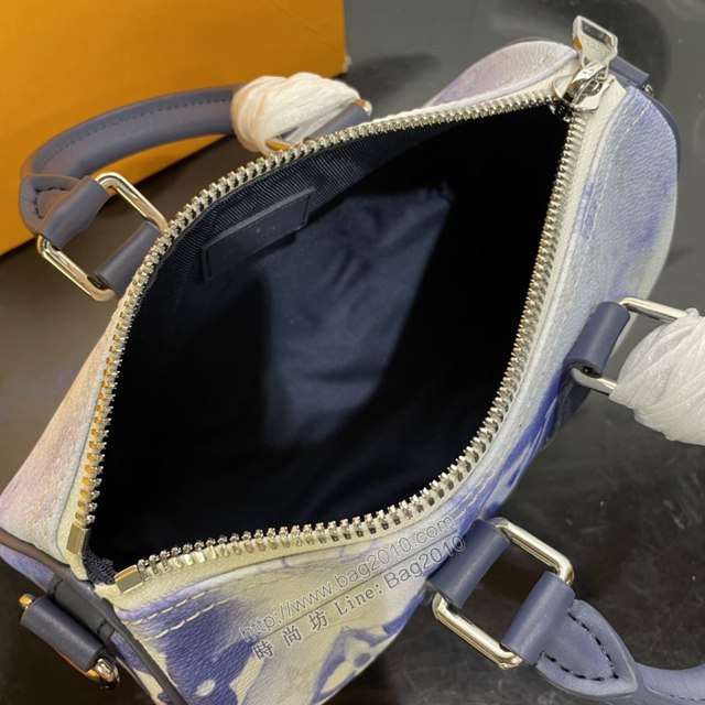 LV專櫃新款包包 路易威登Keepall XS手袋 渲染水彩花卉LV字母圖案 LV枕頭包手提包 M45761  ydh4228